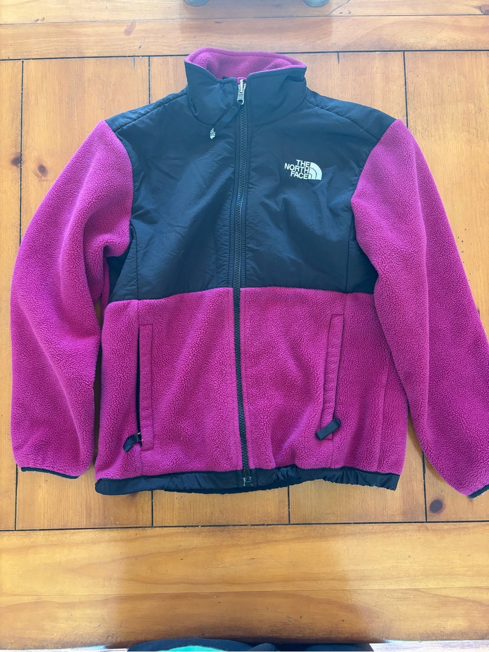 The north face Fleece Jacket Girls M 10-12 Pink and Black Full Zip Jacket - Picture 1 of 5